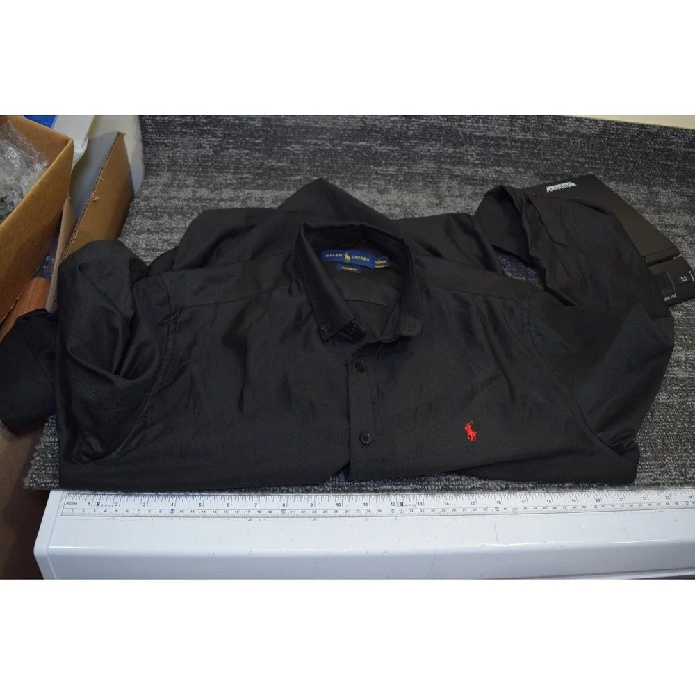 Polo Ralph Lauren SLIM FIT Long Sleeve Button Down Shirt MENS L Shiny Black